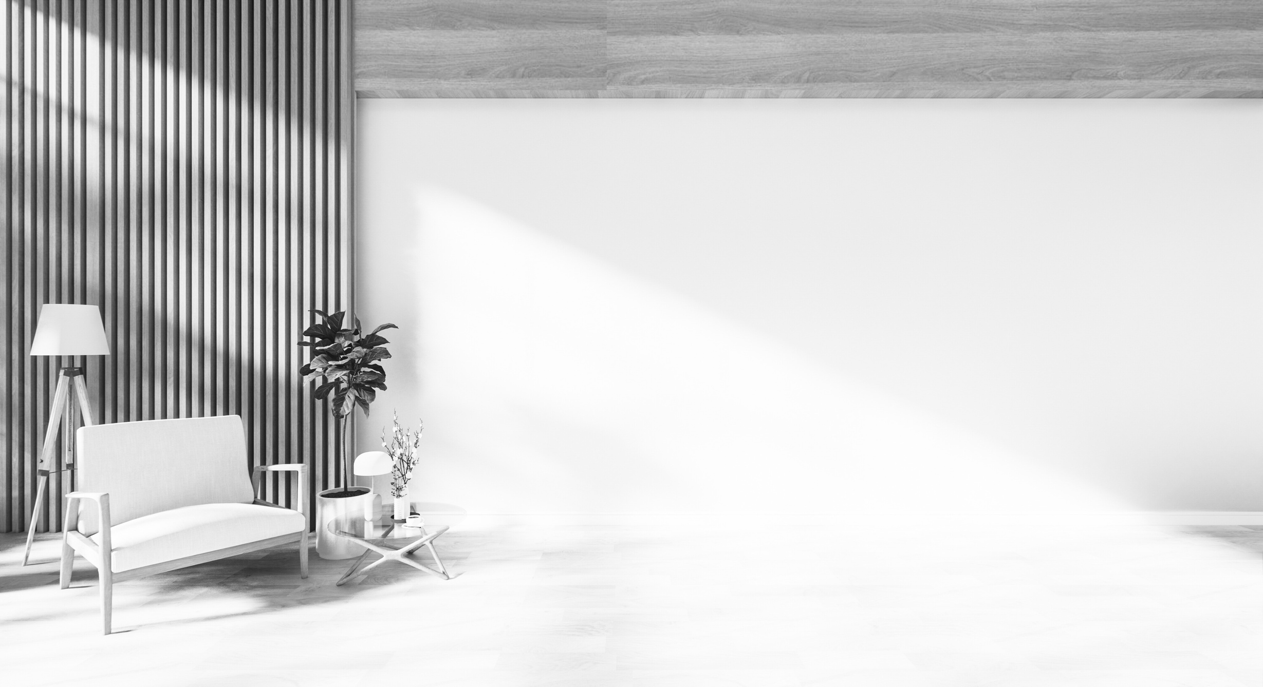 Armchair on Empty Japanese Inspired Room 